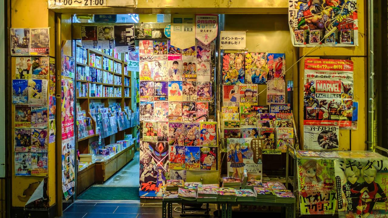 Japanese Bookstore Filled with Manga
