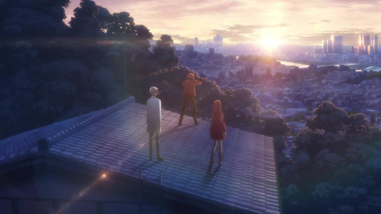 Tohru, Yuki, and Kyo enjoying the New Year Sunrise - Fruits Basket Episode 8